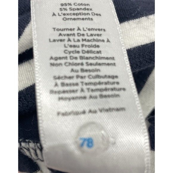 Talbots Long Sleeve Tee Stripe Ooh La La Embroidered Navy White Red Petite SP - Picture 8 of 8